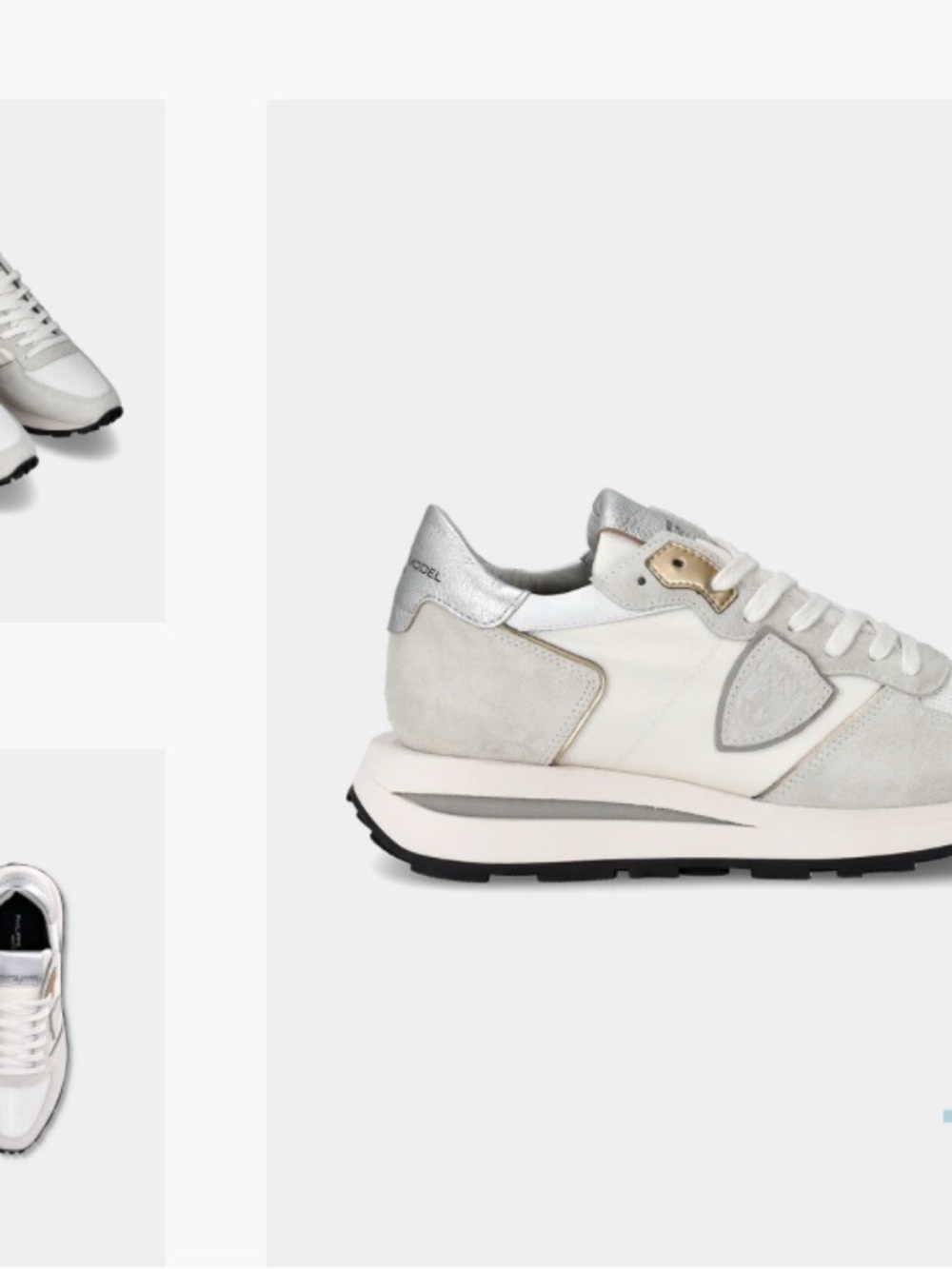 Philippe Model White, Silver & Gray Low-Top Sneaker